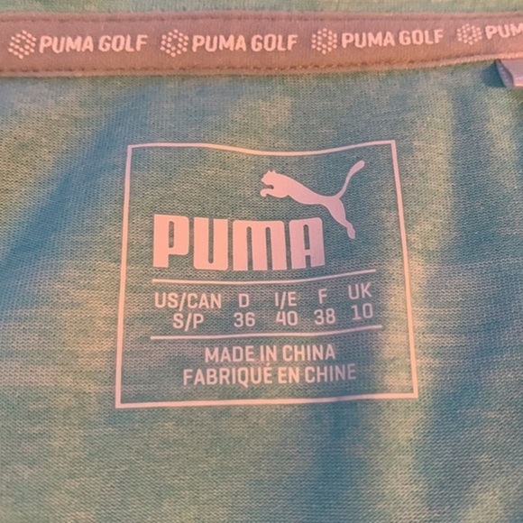 Puma Golf Pounce Blue & White Striped Sleeve Polo Tank Top - Picture 9 of 10